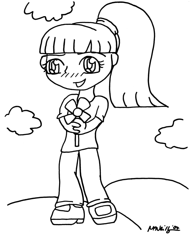 Anime Flower Girl | Anime Coloring Page