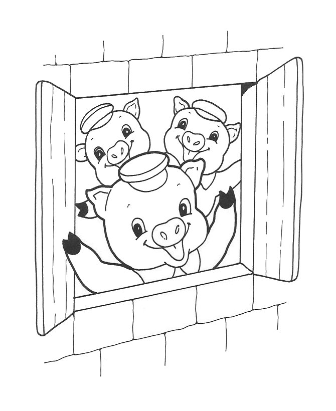 Three Pigs gather inside the Brick house