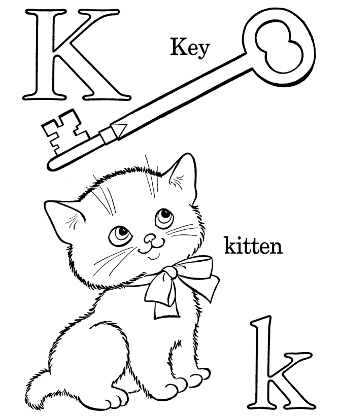 Bluebonkers Free Printable Alphabet Coloring pages - Letter K