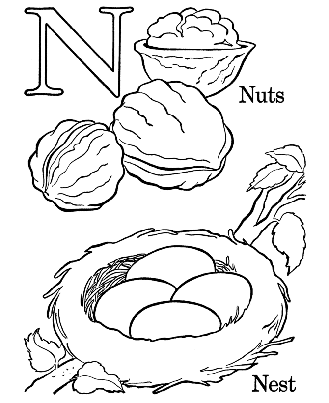 Alphabet Coloring pages - Letter N 