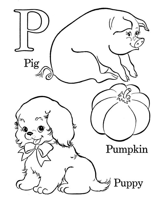 Bluebonkers Free Printable Alphabet Coloring pages - Letter P