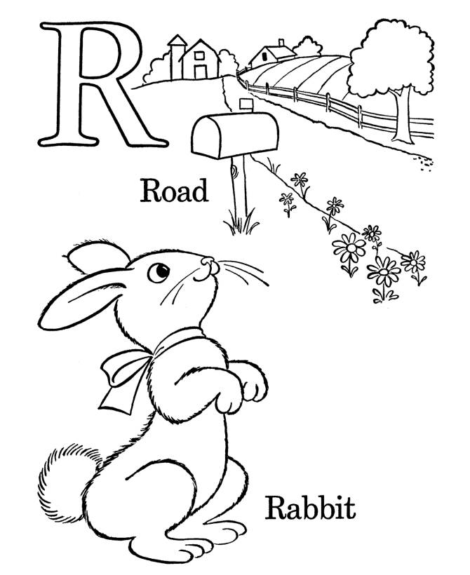 Alphabet Coloring pages - Letter R 