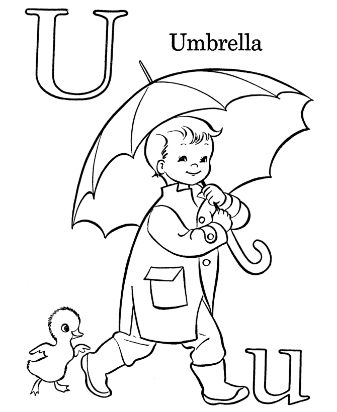 Bluebonkers Free Printable Alphabet Coloring pages - Letter U