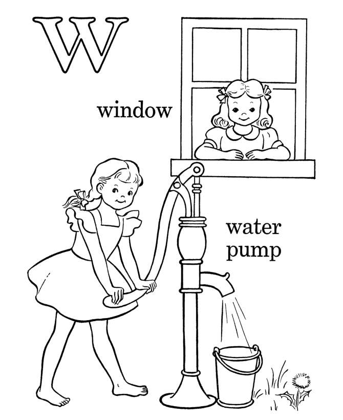 Alphabet Coloring pages - Letter W 