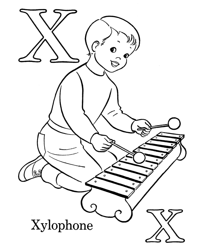 Bluebonkers Free Printable Alphabet Coloring pages - Letter X