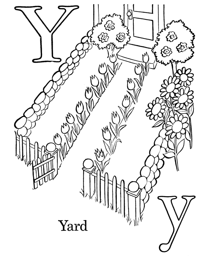 Bluebonkers Free Printable Alphabet Coloring pages - Letter Y