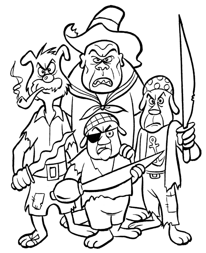 Block poster Pirates - coloring page for 25 people - Yoors