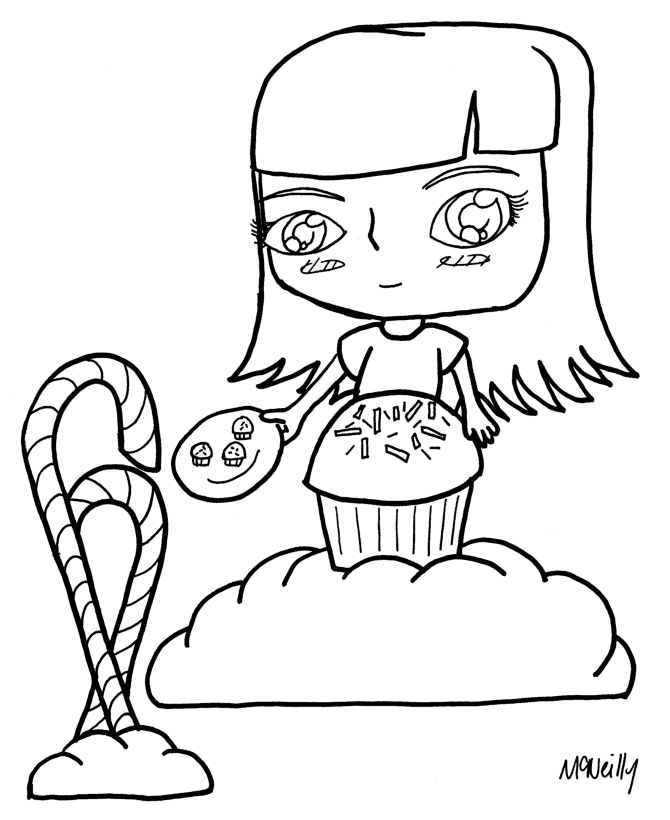 Anime Candy Girl | Anime Coloring Page