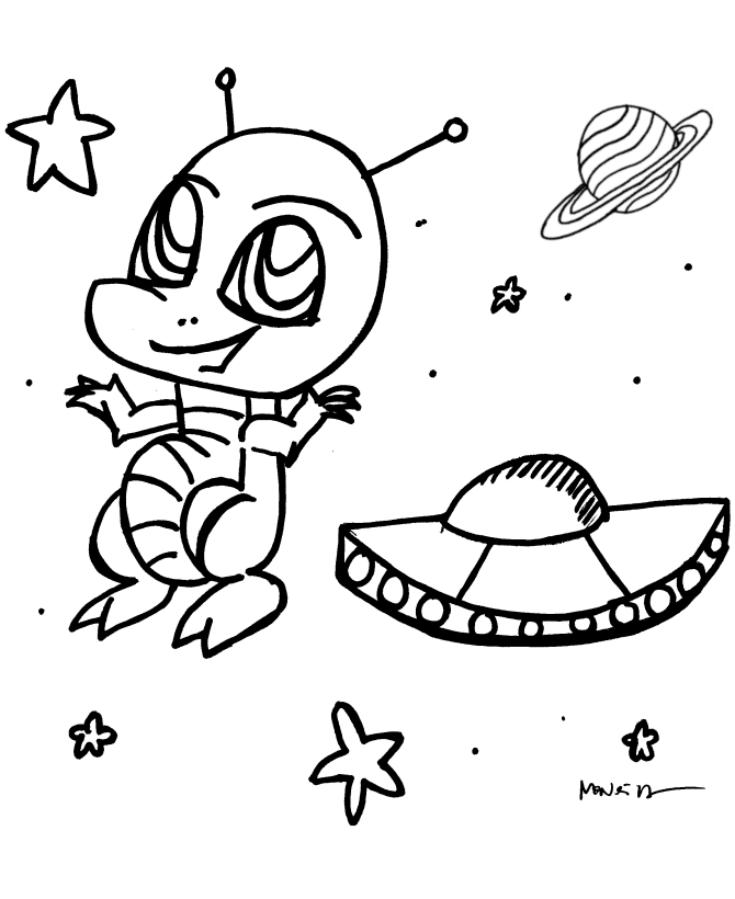 Anime Space Alien | Anime Coloring Page