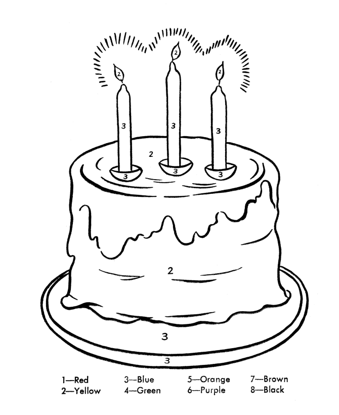  Birthday Cake Color by numbers page