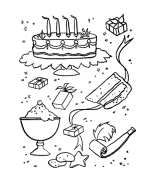 Birthday Sweets and Treats Coloring Page Sheets