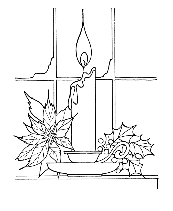 Christmas Candle with holly in the window