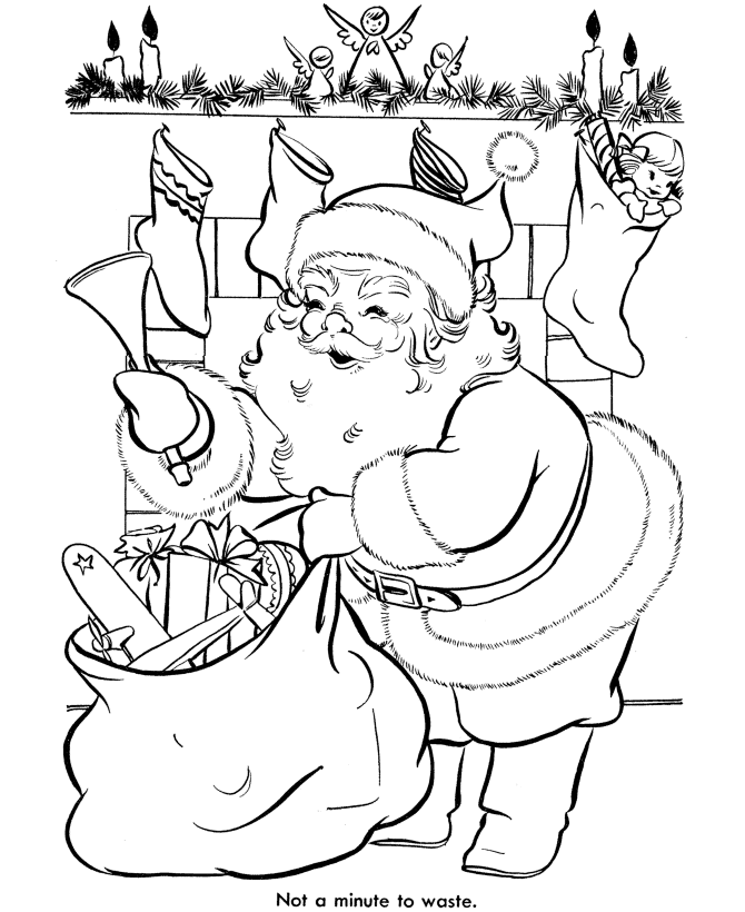 old fashioned santa coloring pages - photo #1