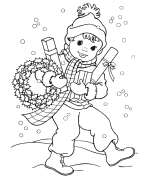 Children during Christmas coloring pages