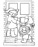 Wreaths and Mistletoe coloring pages