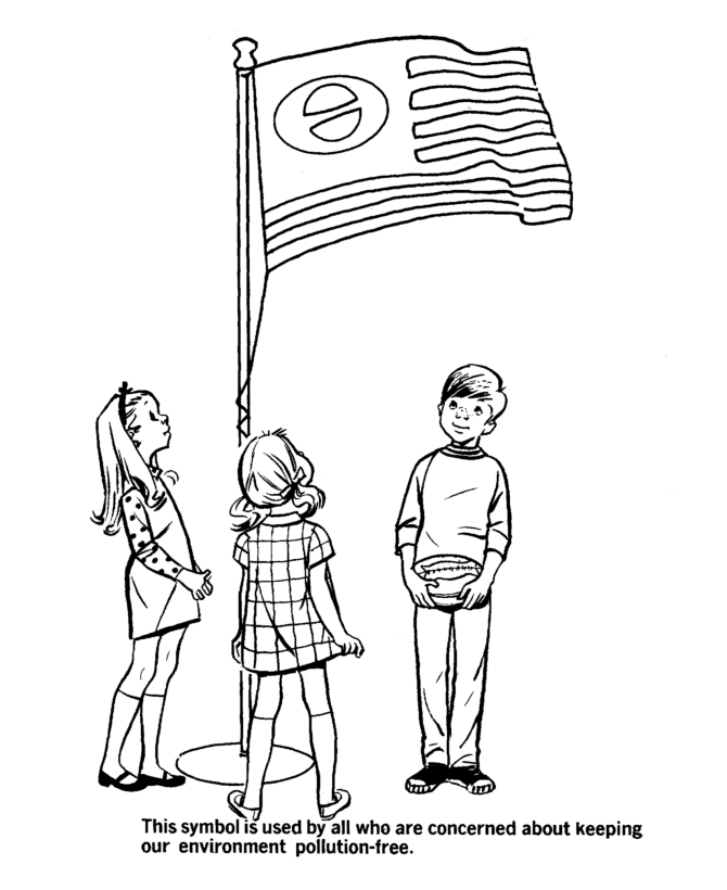 Earth Day Coloring page | USA Ecology Flag 