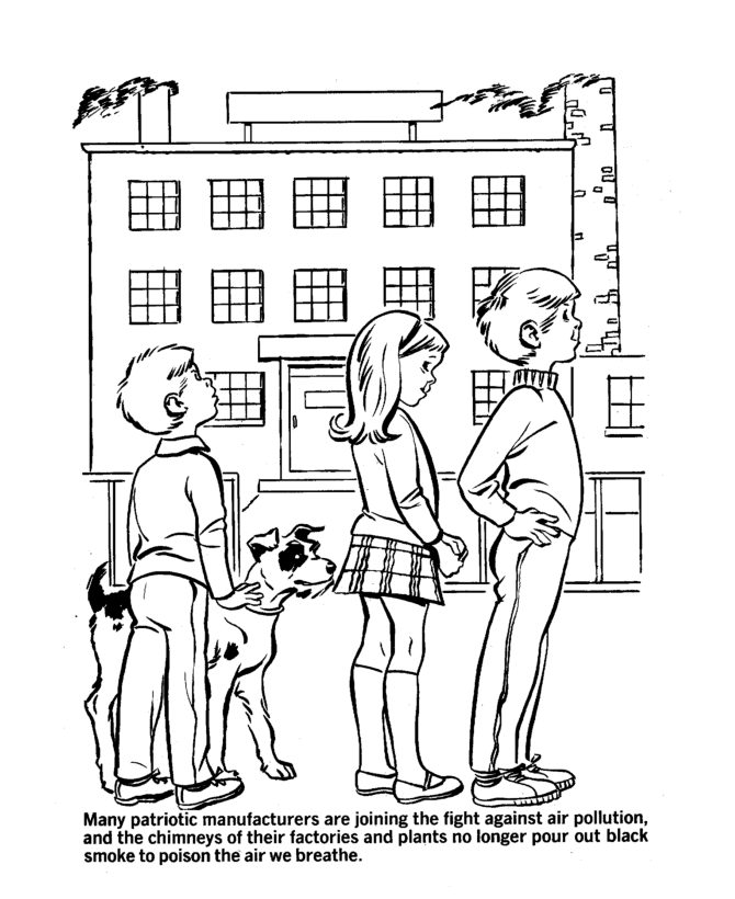 Earth Day Coloring page | Smokestack Air Polution