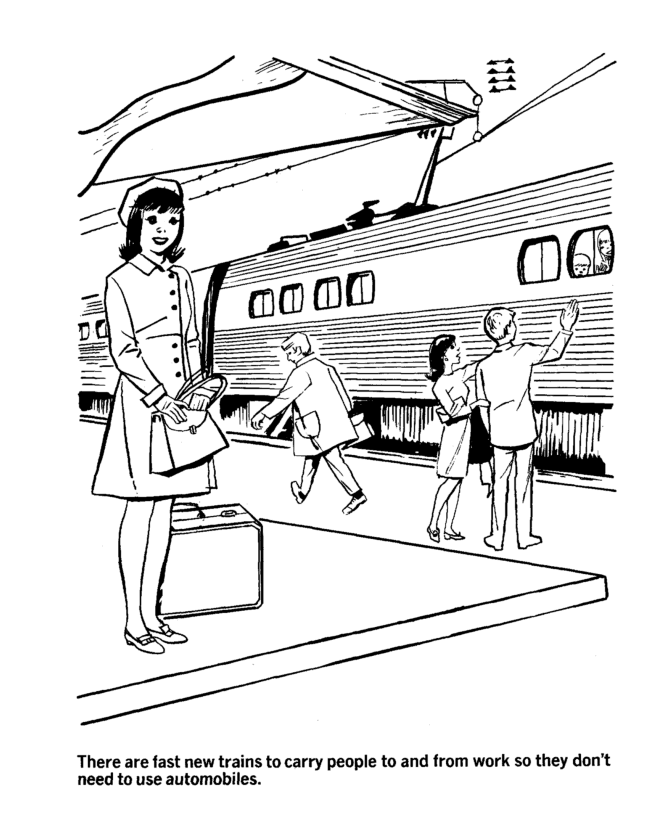 Earth Day Coloring page | Mass Transit helps preserve air quality