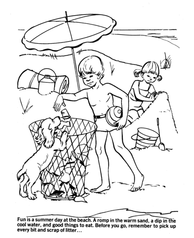 Earth Day Coloring page | Beach environmental awareness 1