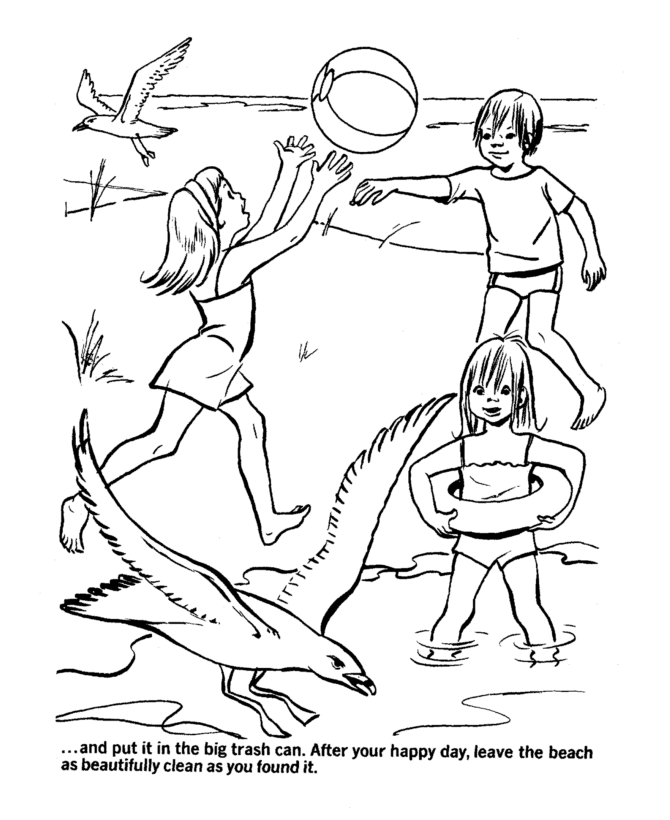 Earth Day Coloring page | Beach environmental awareness 2 