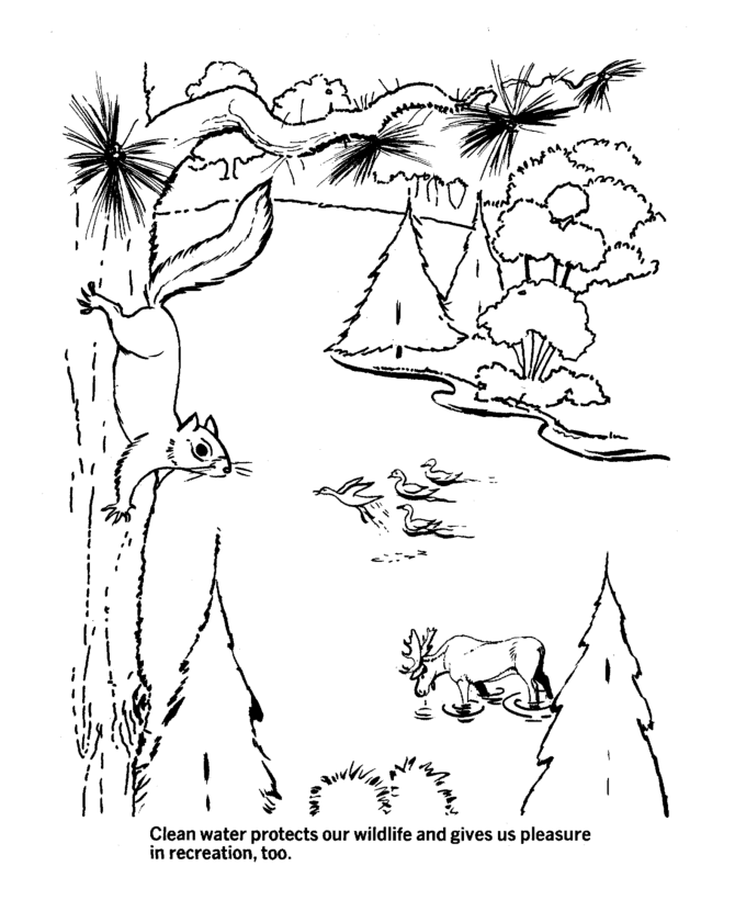 Earth Day Coloring page | Protect the clean waters