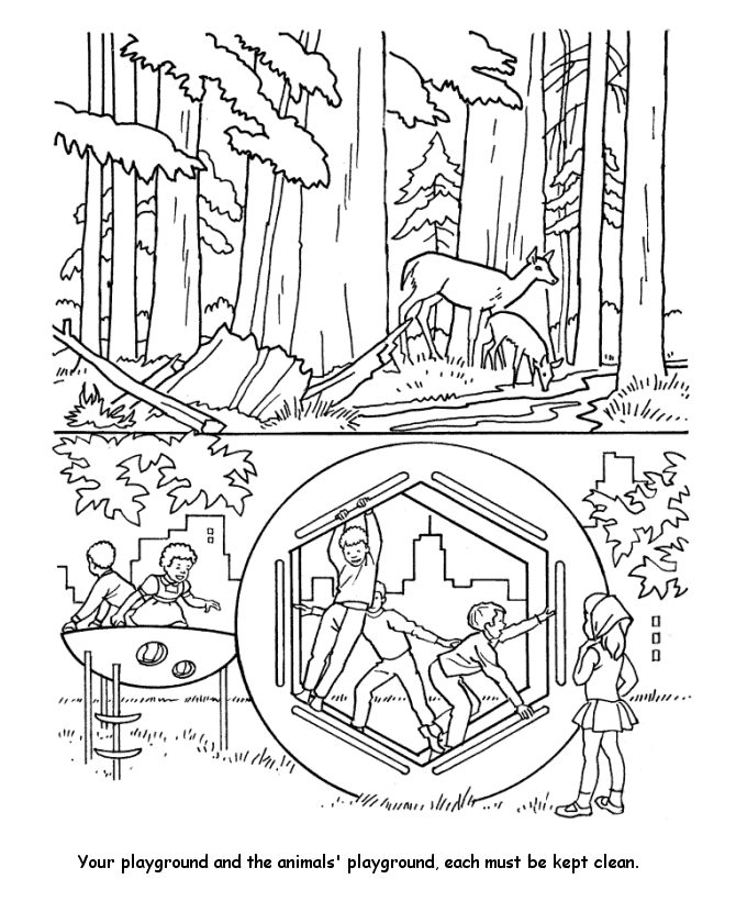 Earth Day Coloring page | Keep earth's playgrounds clean