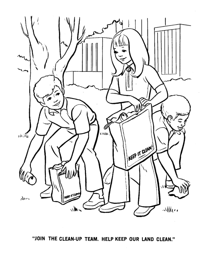Earth Day Coloring page | Join the Clean-up Team