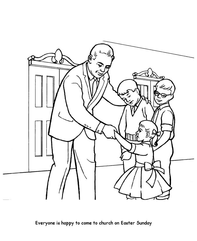 Easter Church Coloring page - Children in church