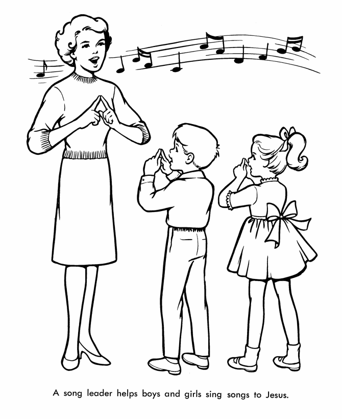 Easter Church Coloring page- Church Song leader