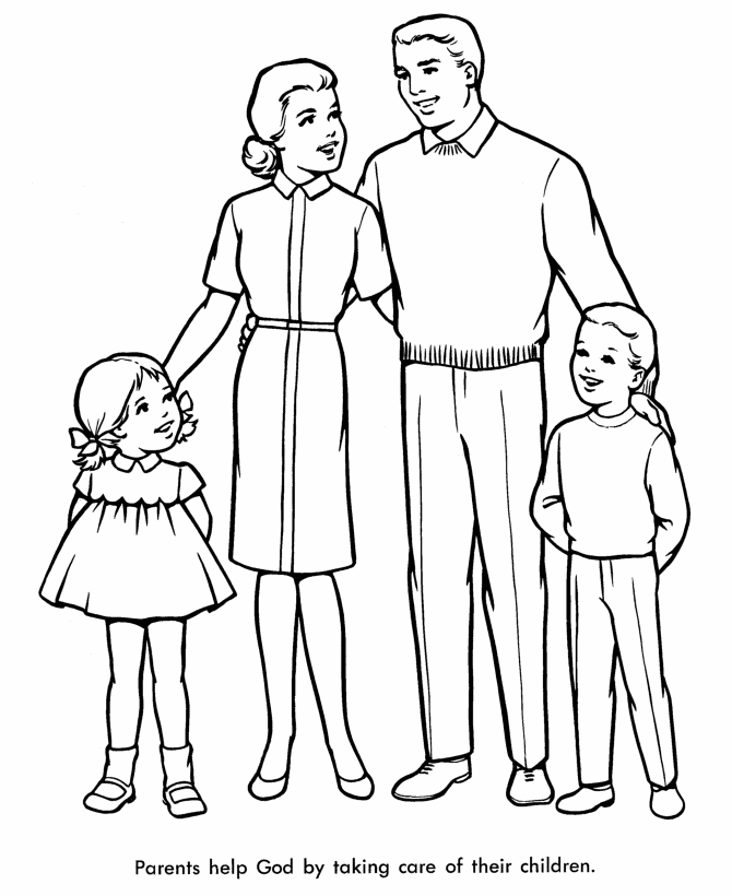 Easter Church Coloring page - A family going to church Easter Sunday