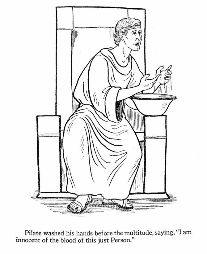 Easter Bible Coloring page - Pilate washing his hands