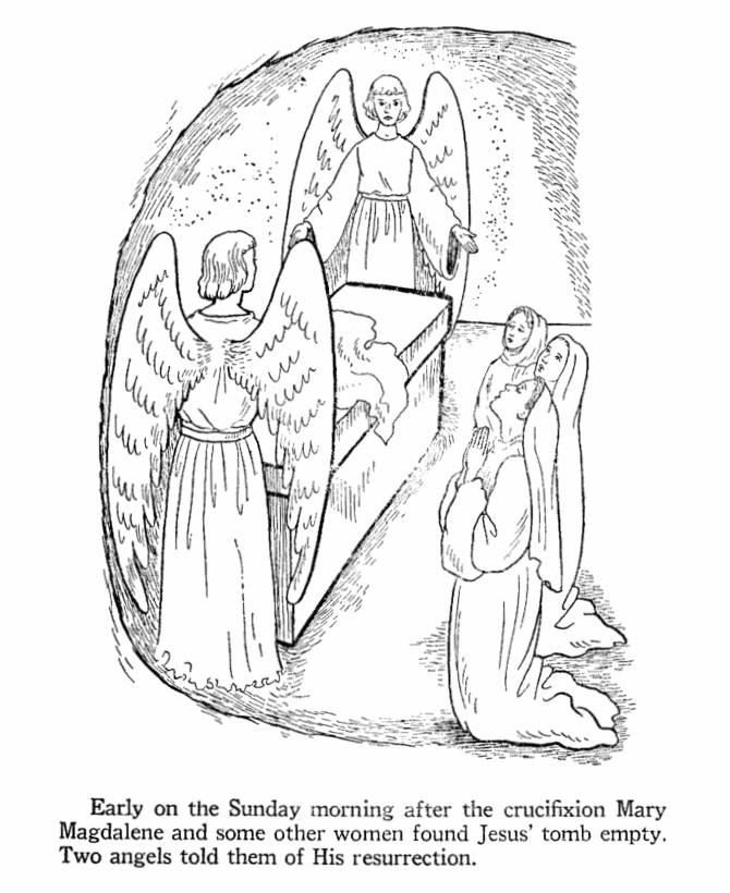 Easter Bible Coloring page - Mary Magdalene finds the tomb empty