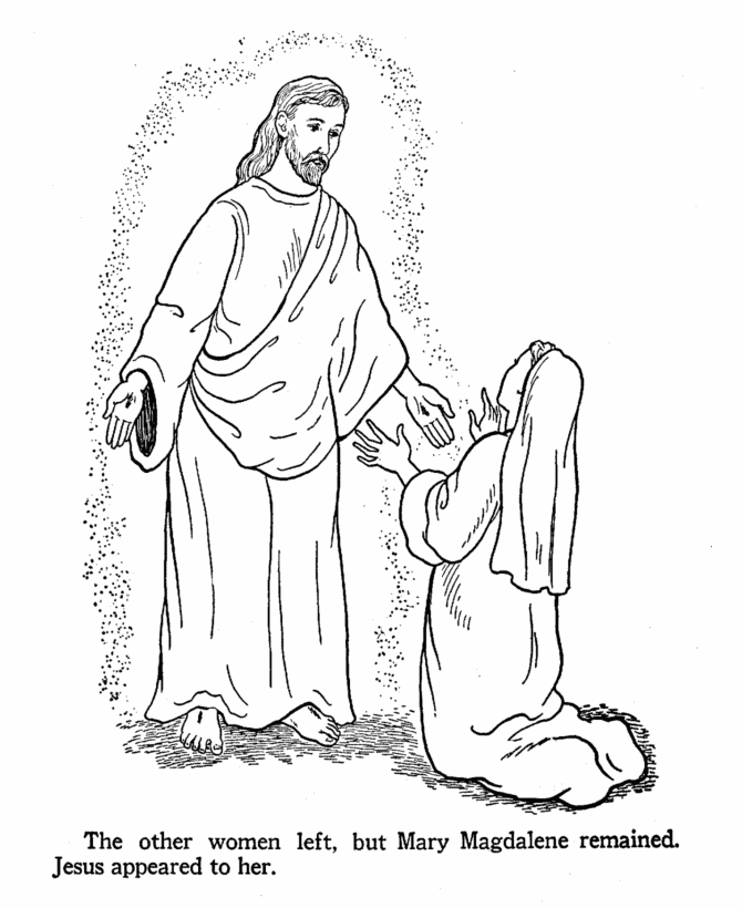 Easter Bible Coloring page - Jesus appears to Mary Magdalene