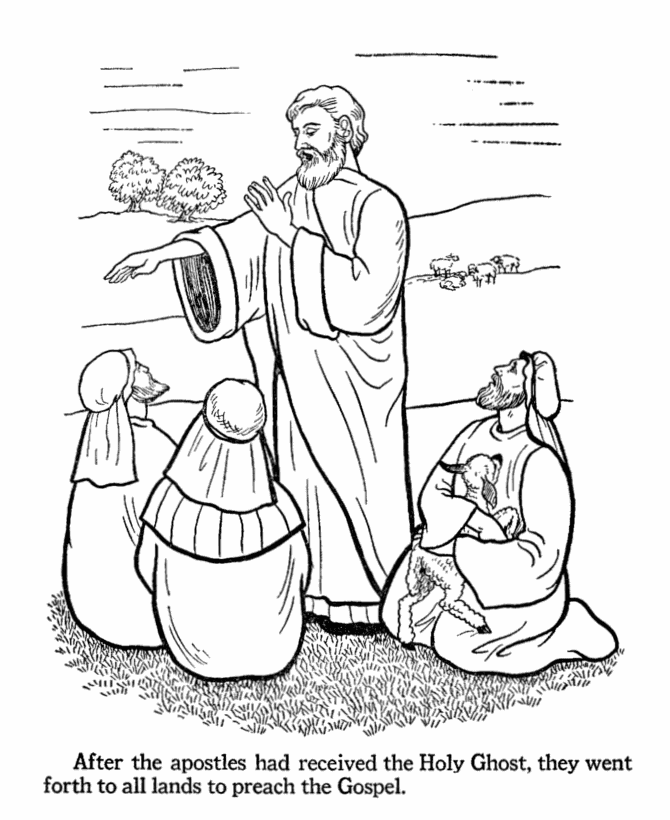 Apostles go forth to preach  - Easter Bible Coloring page