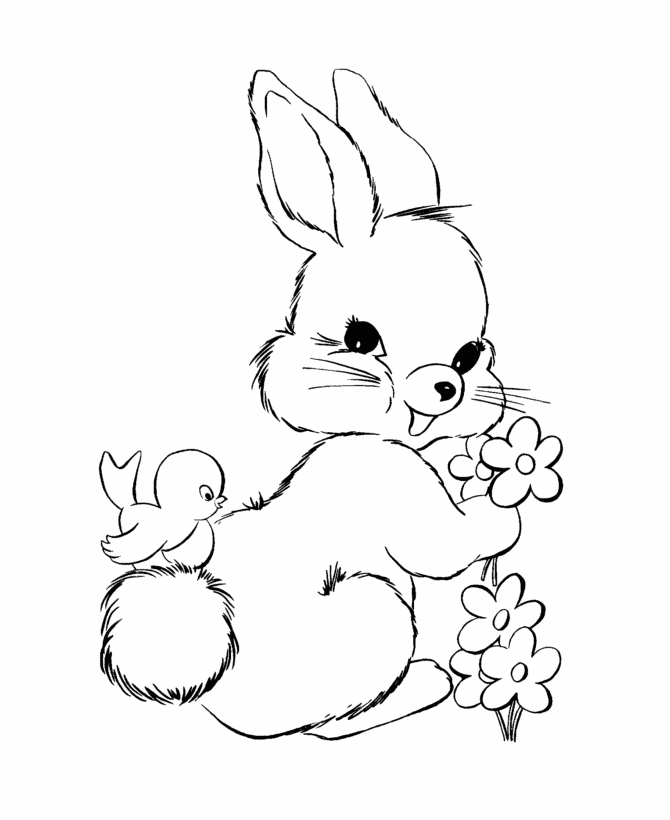 Easter Bunny Coloring page |fluffy easter bunny 