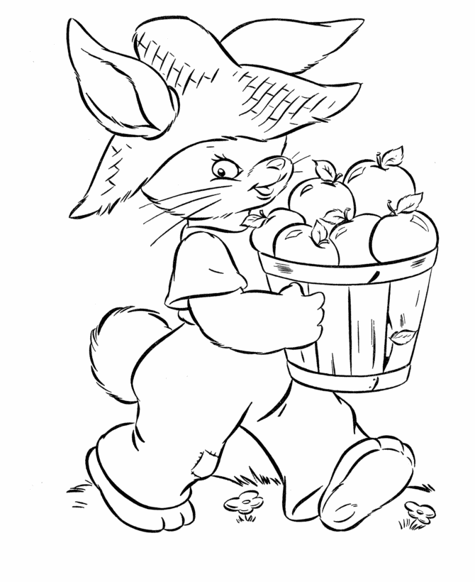 Easter Bunny Coloring page | Peter Cottontail farmer 