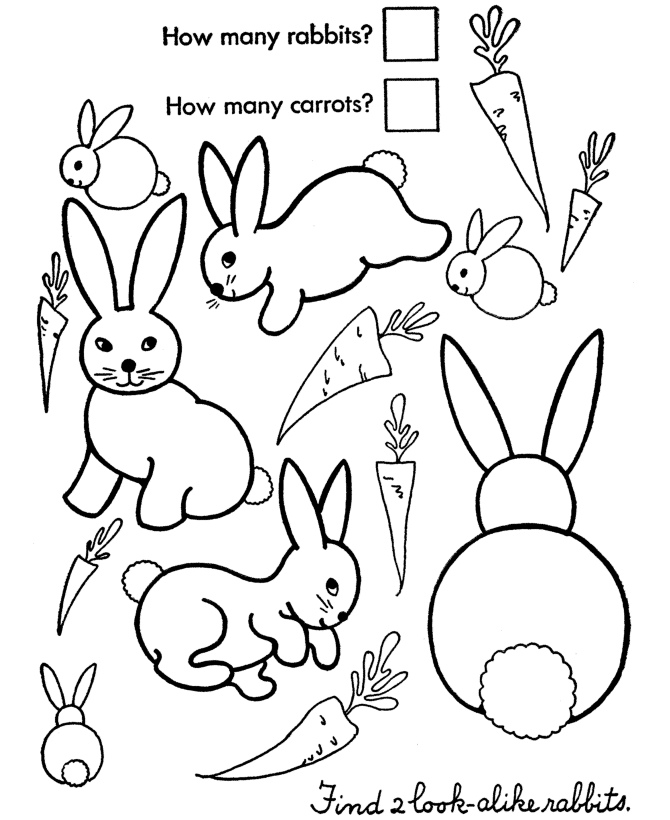 Easter Bunny Coloring page | Count the  Bunnies activity sheet