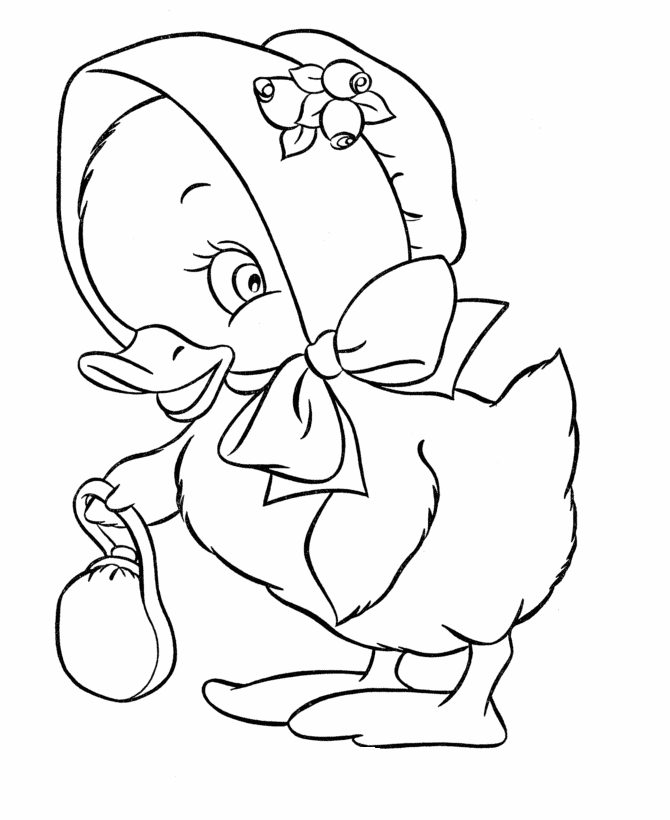 Easter Chicks Coloring page | Easter Bonnet Duck