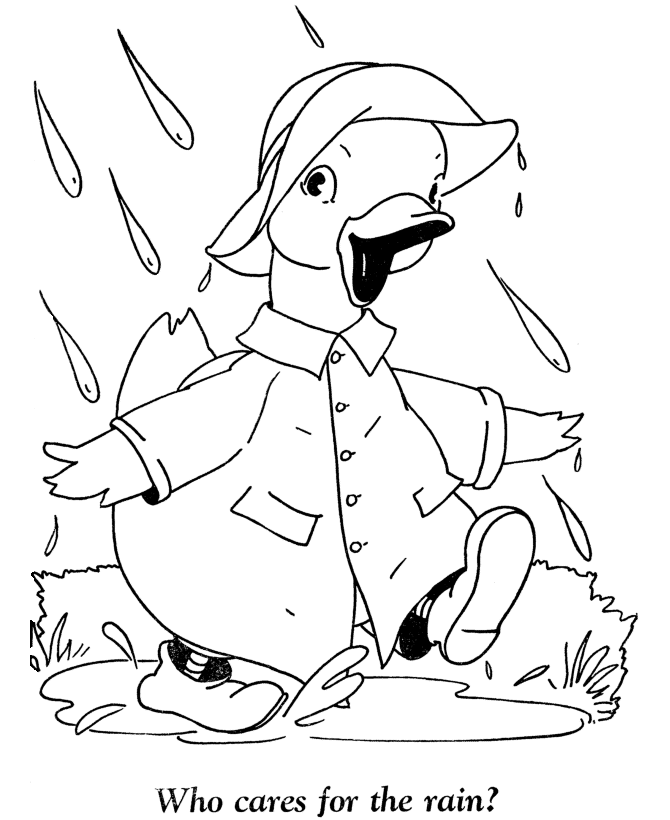 Easter Ducks Coloring page | Easter rain puddle duck coloring page