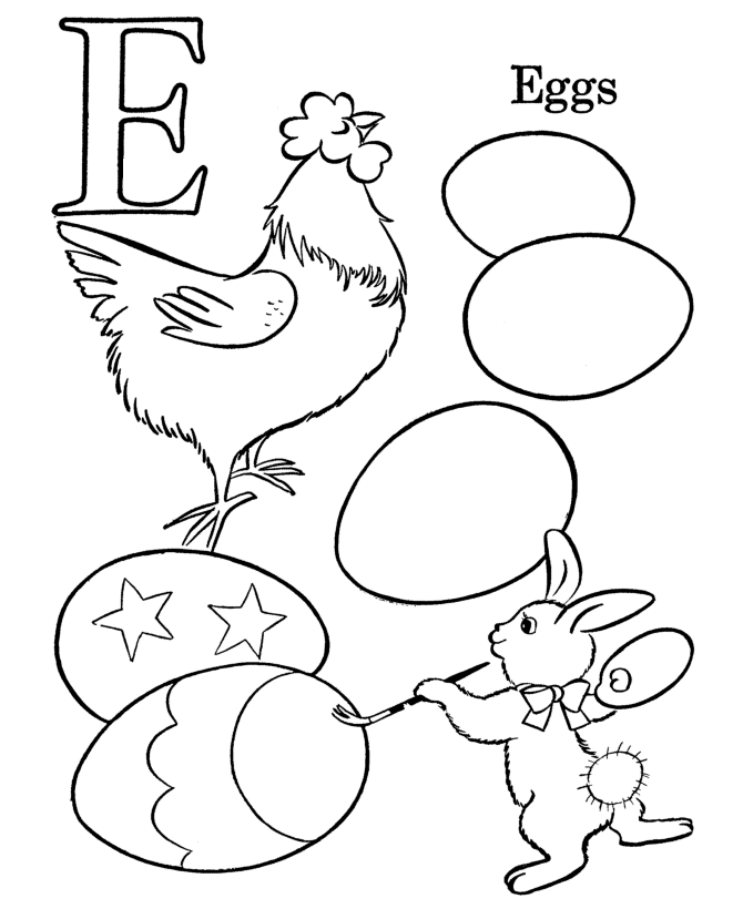 Easter Eggs Coloring page | Letter E, for EGG