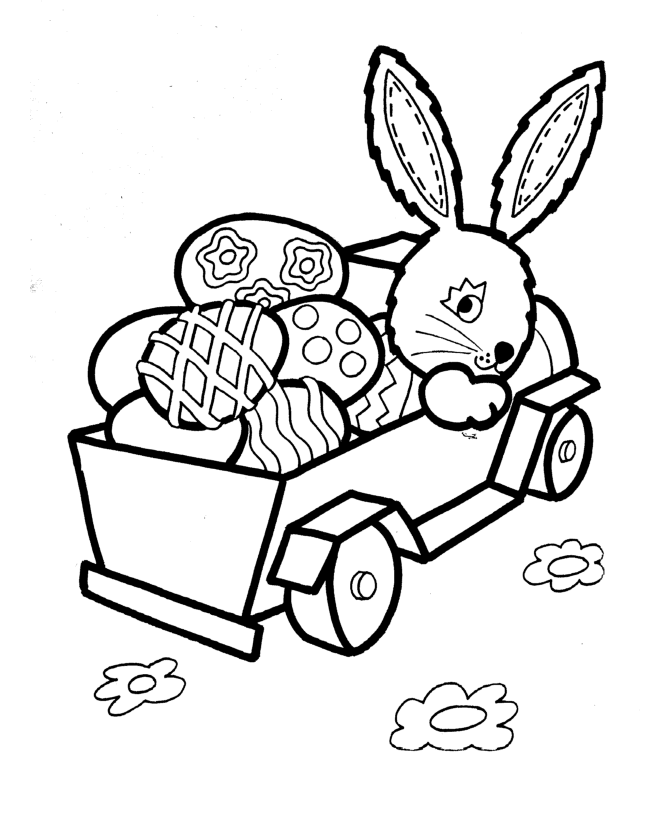 Easter Eggs Coloring page | Bunny in a toy truck