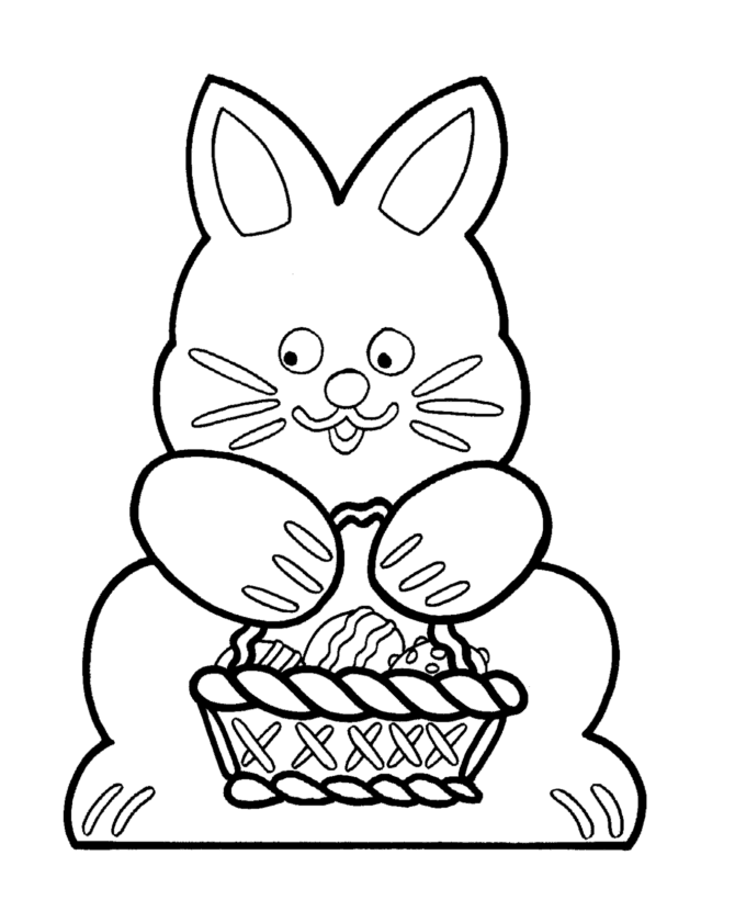 easter eggs in a basket with a bunny. Easter Eggs Coloring page