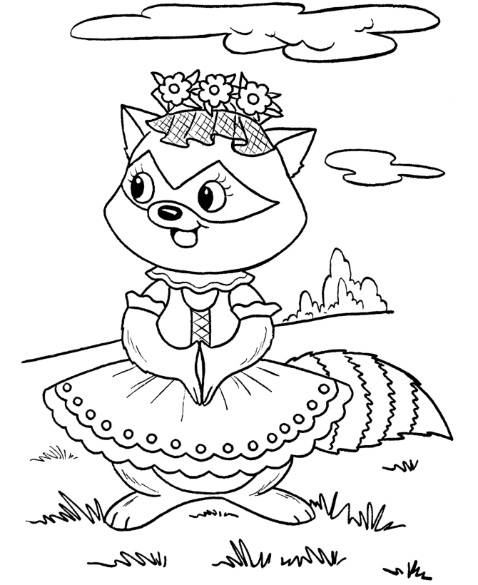Easter Kids Fun Coloring page | Easter Raccoon