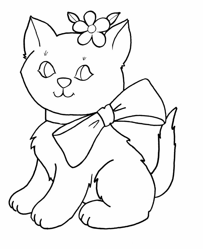 Easter Kids Fun Coloring page | Easter Bow Kitty