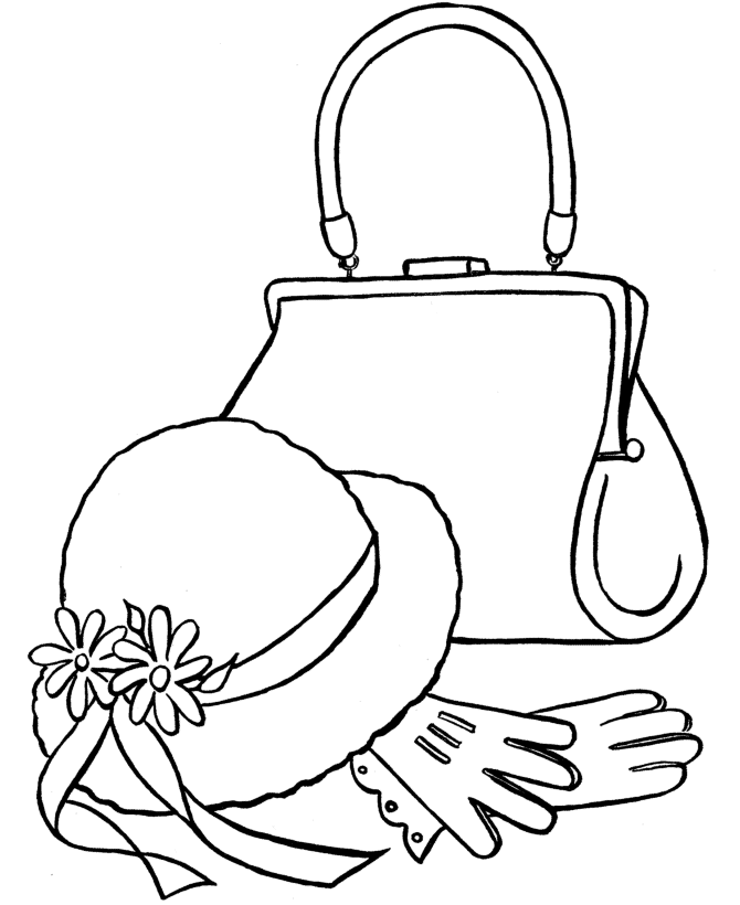 Easter Kids Fun Coloring page | Easter Sunday hat and gloves