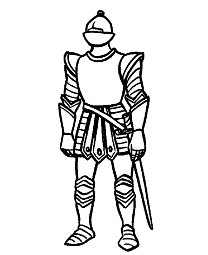 BlueBonkers - Medieval Knights in Armor Coloring Sheets - Knight in