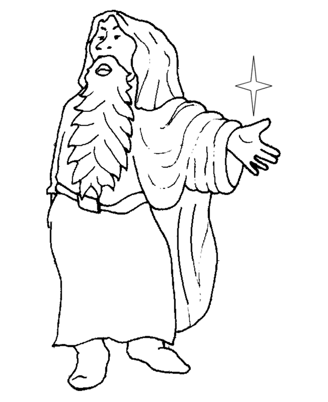 BlueBonkers - Medieval People Coloring Sheets - Wizard with magic staff