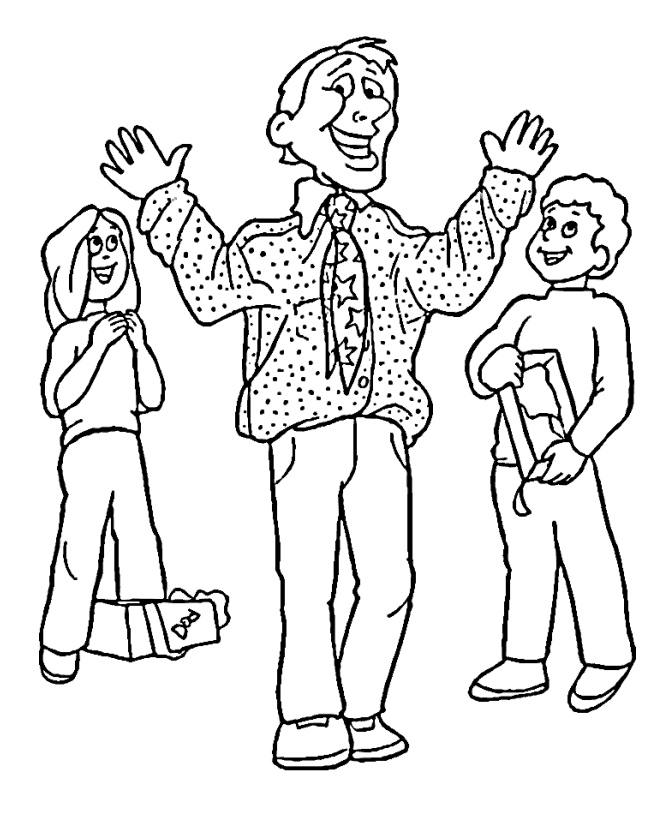 Dad gets an new Shirt and Tie | Fathers Day Coloring Page