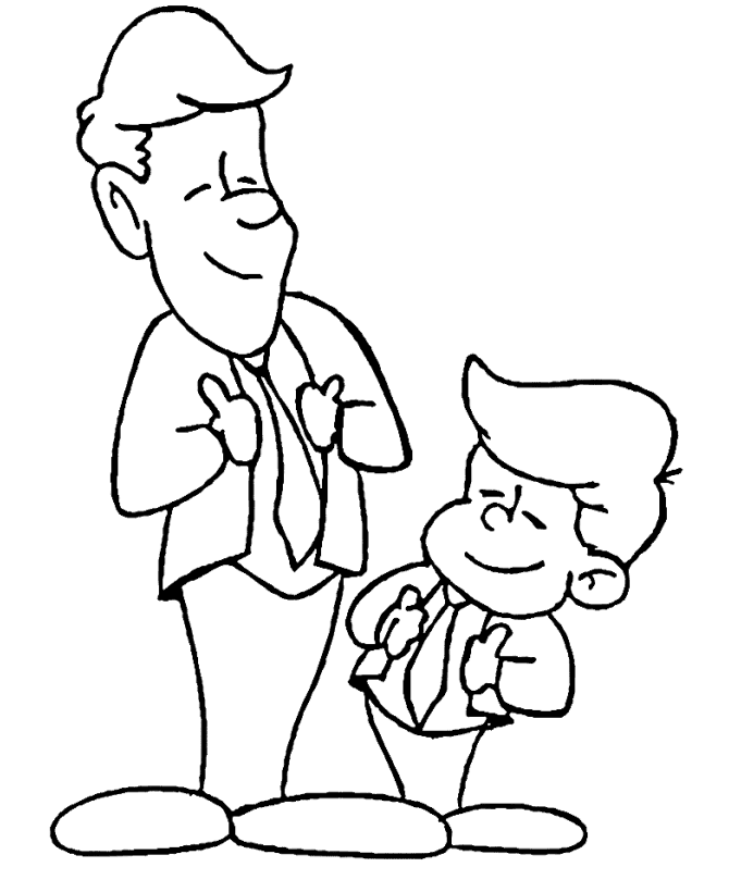 Proud Father and Son in suite and tie | Fathers Day Coloring Page