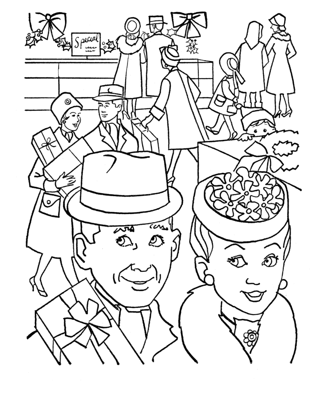Grandparents Day Coloring page - Grandparents christmas shopping